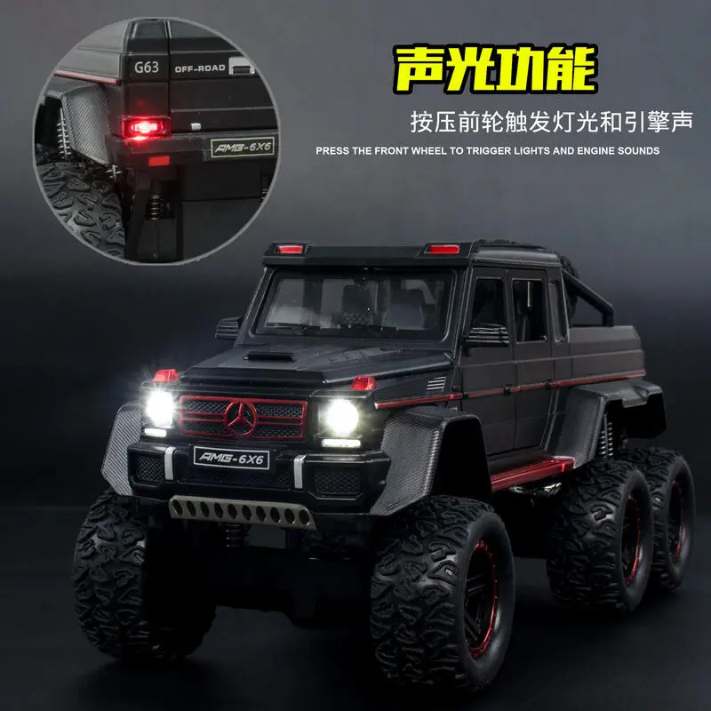 Xe Mercedes Benz 6x6, Tỷ Lệ 1: 22, Đồ Chơi Hợp Kim, Mô Phỏng, Có Phản Hồi Âm Thanh Và Ánh Sáng Hấp Thụ Sốc, Thích Hợp Cho Các Hoạt Động Địa Hình, Đồ Trang Trí Mô Hình 4