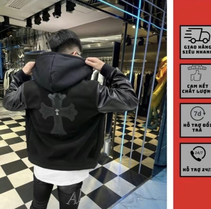 Áo khoác Bomber Varrsity dạ phối da hoạ tiết khoá tay , full thêu hàng siêu cấp