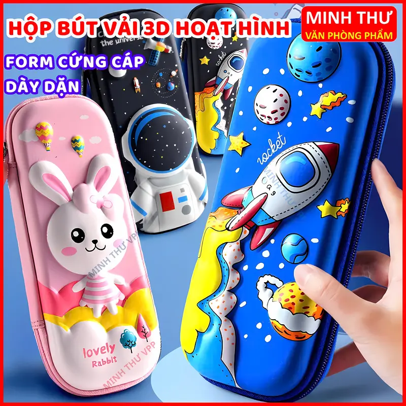 Hộp Bút 3D, Bóp Viết Vải Họa Tiết In Nổi 3D Chống Thấm Nước Nhiều Mẫu Cute Túi Chứa Viết Khóa Kéo Đựng Đồ Dùng Học Tập Học Sinh 0