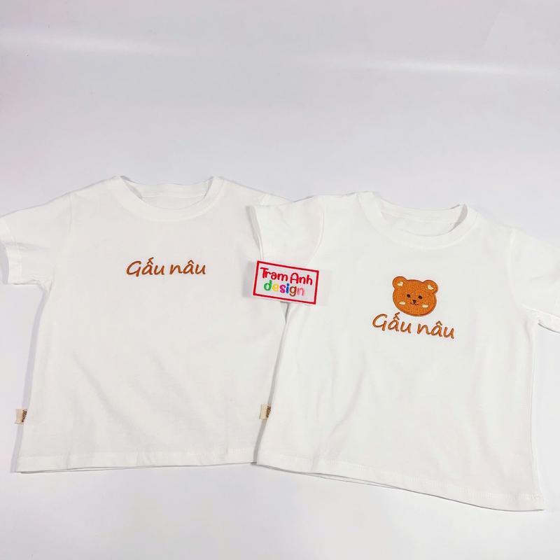 (Thêu tên) Áo Phông thêu tên bé, thêu lá cờ chất liệu  cotton mềm mại 5