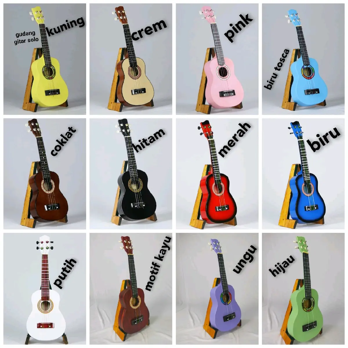 Ukulele Soprano Senar 4 Asli Kayu Mahoni & Sonokeling Model O Berbagai Warna Cocok Untuk Menemani Kawan-Kawan Bernyanyi Panjang 55cm Berat 1kg Diproduksi Lokal Indonesia - Gitar