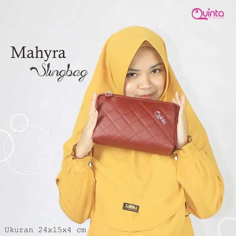 TAS SELEMPANG WANITA QUINTA MAHYRA SLINGBAG UK. 24X15X4 CM  Dengan Quilting Bahan 3 Lapis, Tas Pengatur Keuangan Anda Hitam 5