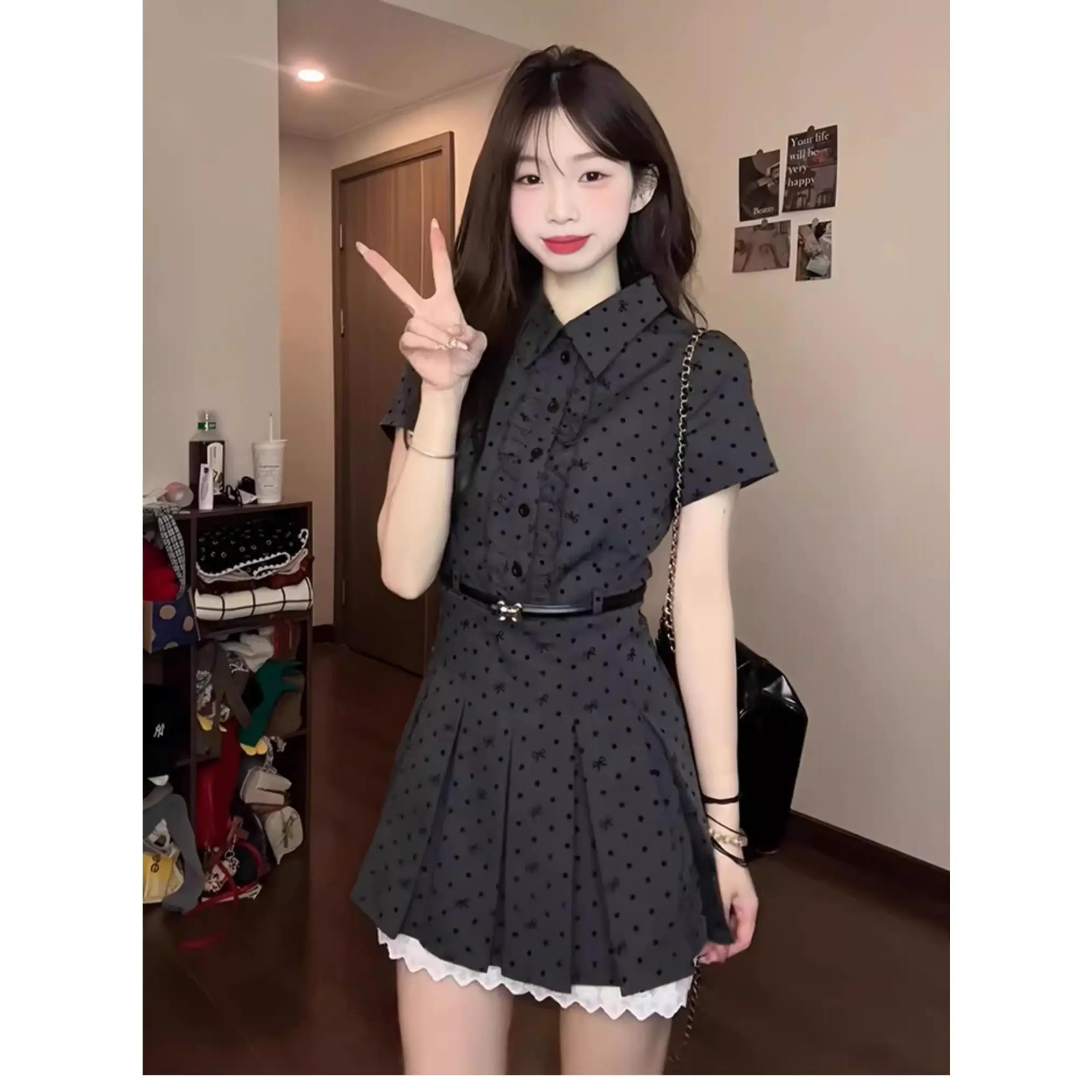 knee length dresses for ladies Floral Elegant Office Dress 2021 Summer Korean Style Mini Dress Simple Puff Sleeves High Waist Tight Party Dress Women CX2695 / S main image 1