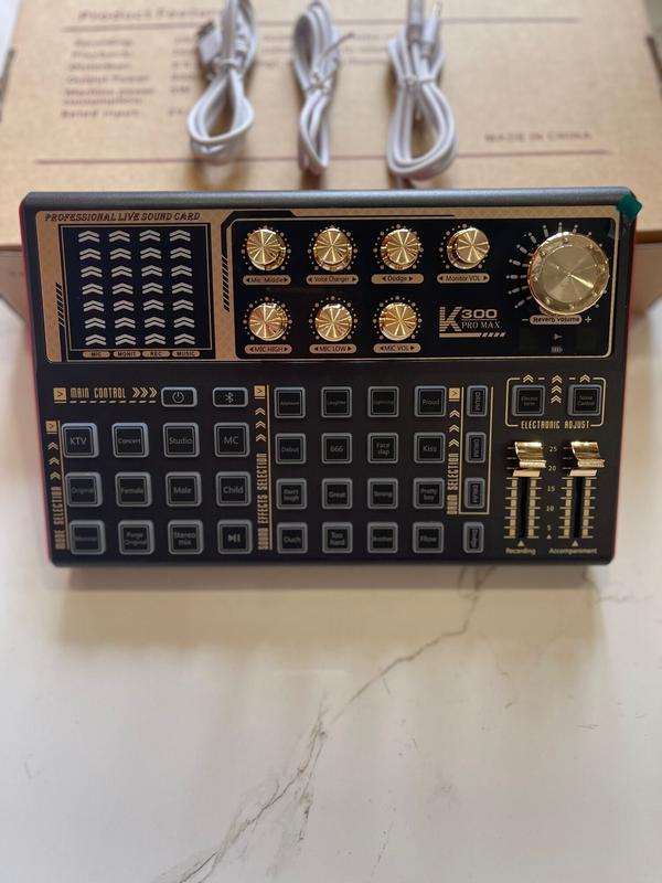  Sound Card K300 PROMAX Sound Card Thu Âm Live Stream Karaoke Có Bluetooth AutoTune Giả Dọng chuyên nghiệp 