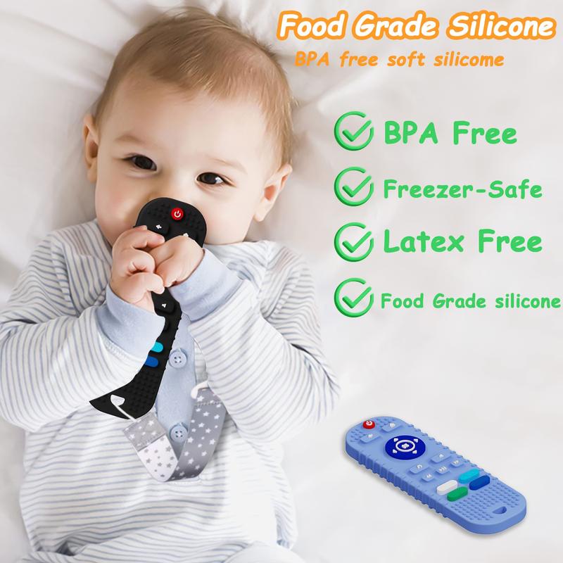 Product Introduction of New remote control baby teether, baby food grade silicone teether, anti-eating hand grinding baby teether pacifier  teeth 3