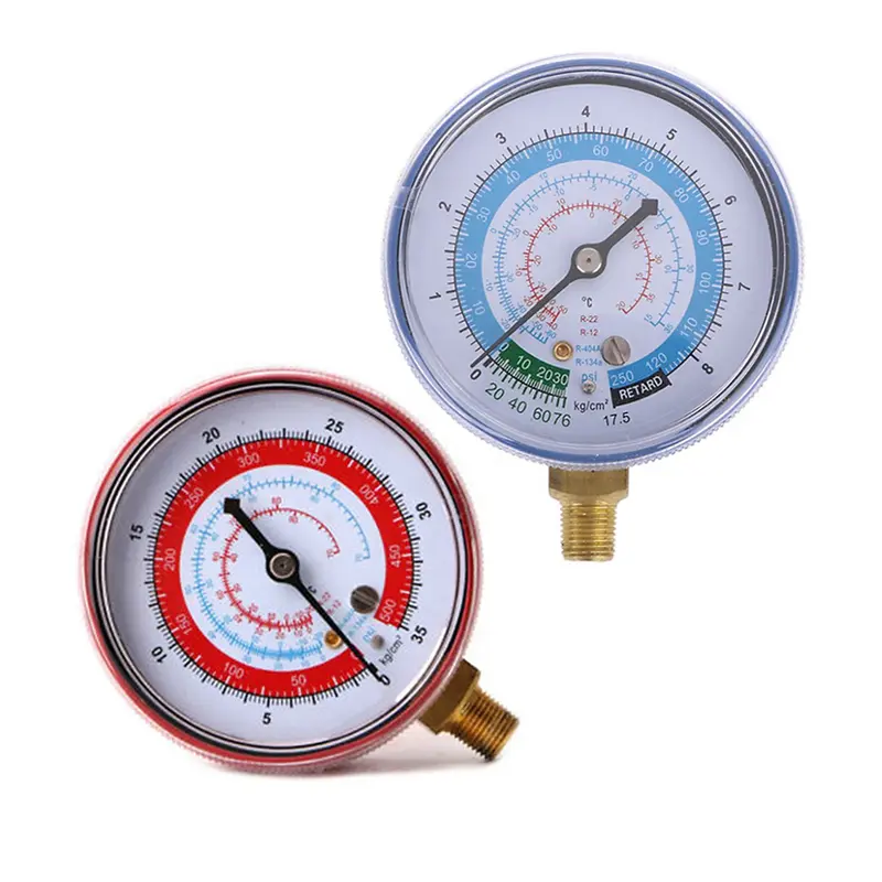 Mặt đồng hồ nạp ga rời cao áp và thấp áp R22/R410/R134 R404A PSI KPA chân ren 1/4" 0