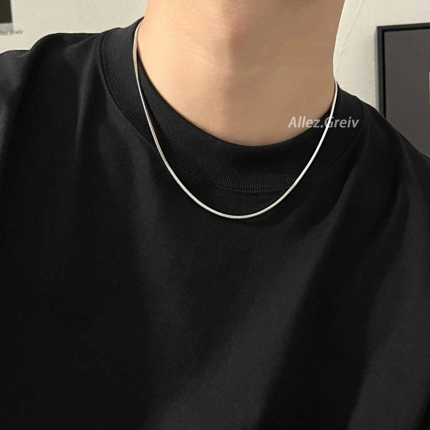 Vòng Cổ Bạc Sterling S925, Dây Chuyền Xương Rắn Vuông Cao Cấp Đơn Giản, Dành Cho Thể Dục Nam, Unisex, Dây Chuyền Xương Đòn Mịn, Dễ Phối Đồ