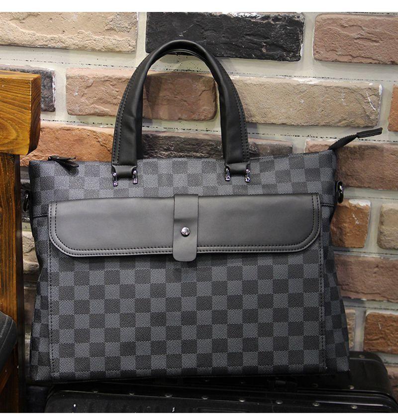 Product Introduction of Plaid Men'S Bag Handbag Briefcase Korean Men'S Bag Casual Fashion Shoulder Bag Messenger Bag Business Computer Bag 3
