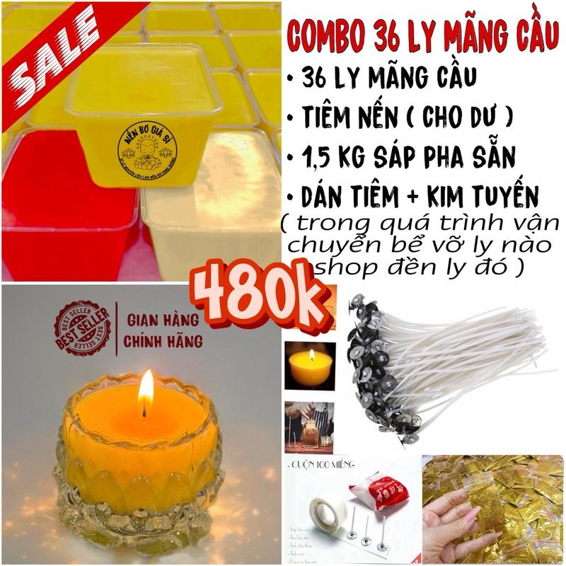 ( Siêu Rẻ ) Combo Làm 36 Ly Mãng Cầu ( Kèm Văn Khấn Cúng Dường ) - Nến Bơ Cúng Dường , Nến Bơ Cúng Phật