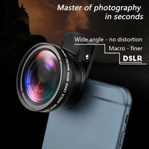 2-in-1 Phone Lens 0.45x 49UV Ultra Wide Angle Macro Lens Compatible Accessory Camera Portable Cellphone Smartphone