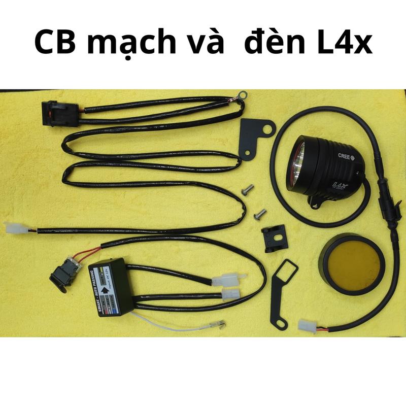 [VG27] Bấm sẵn giắc Đèn trợ sáng L4x + mạch auto passing + mạch cầu chì dài 130cm + công tắc passing + pát đèn gắn cho các dòng xe máy tay ga côn tay