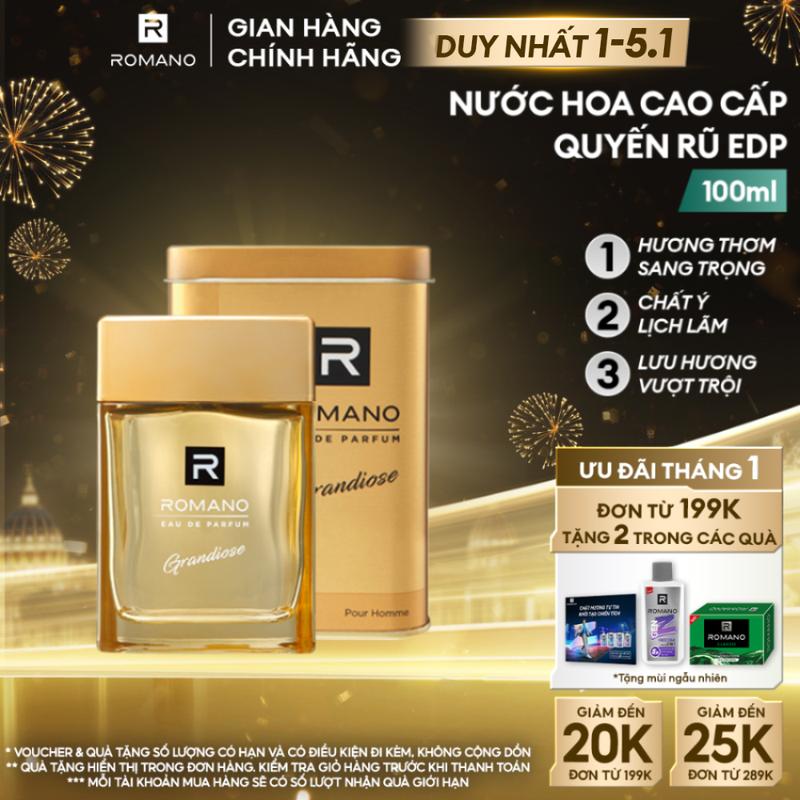 DUY NHẤT 1-5.1 ĐƠN 199K TẶNG 2 QUÀ NƯỚC HOA CAO CÂP DÀNH CHO NAM Perfume EDP GRANDIOSE ROMANO 100ML