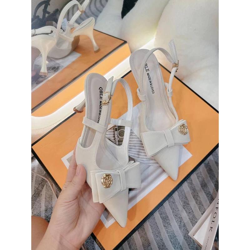 Product Introduction of Giày cao gót bít mũi hở eo đính nơ hoa trà gót nhọn 7p,9p KHANHVANSHOES 2