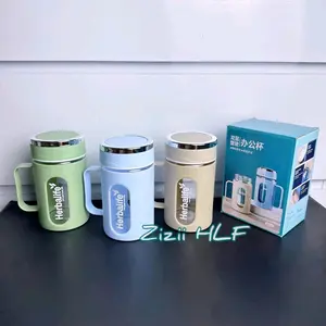 Mug gelas HLF bahan kaca 500 ml dengan tutup rapat