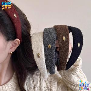 พร้อมสต็อก 2565 เนื้อดีมาก ที่คาดผมปีกกว้าง ผ้าวูลฉลากทอง สไตล์ฝรั่งเศส อเนกประสงค์ เหมาะสำหรับฤดูใบไม้ร่วงและฤดูหนาว เครื่องประดับผมขั้นสูง ดีไซน์ใหม่ สำหรับผู้หญิง ดีไซน์สวย