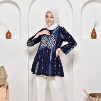 Gambar KI Atasan Wanita Lengan Panjang Tenun Jihan Safiyya Navy - Hitam, 4 dari KainIndonesiaco Kota Administrasi Jakarta Timur 1 Tokopedia
