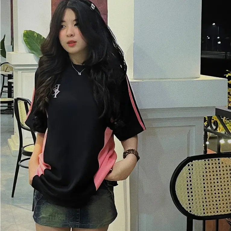 [RẺ VÔ ĐỊCH] Áo thun phông Raglan logo tay nam nữ PINK tay lỡ form rộng bblaloal Unisex 3