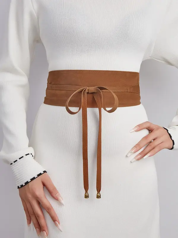 Women's Minimalist Elegant Bow Decor Wide Belt, Exquisite Trendy Waist Belt, Fashionable Clothes Accessories for Daily & Party Decoration 0