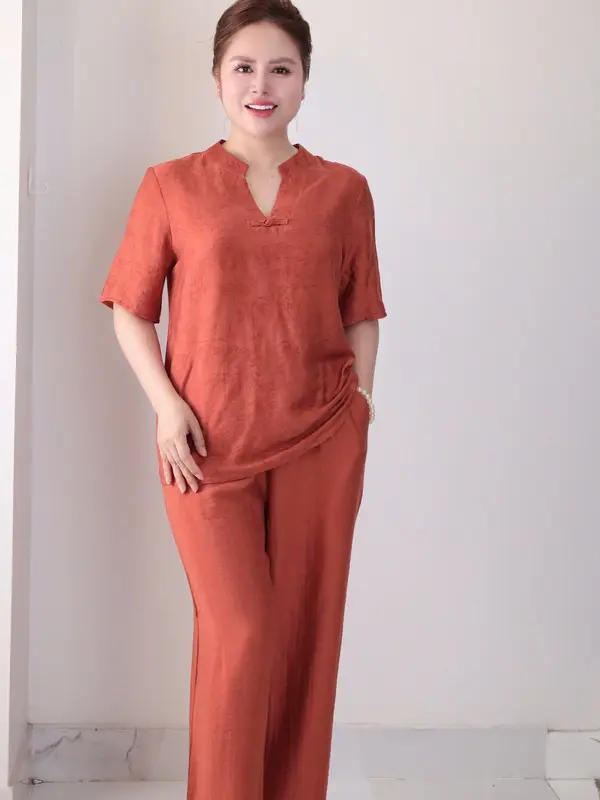 Đồ bộ trung niên, đồ bộ nữ, đồ bộ mặc nhà cho mẹ cổ cách tân chất tơ Nhật cao cấp MS69 Lanbishop 5