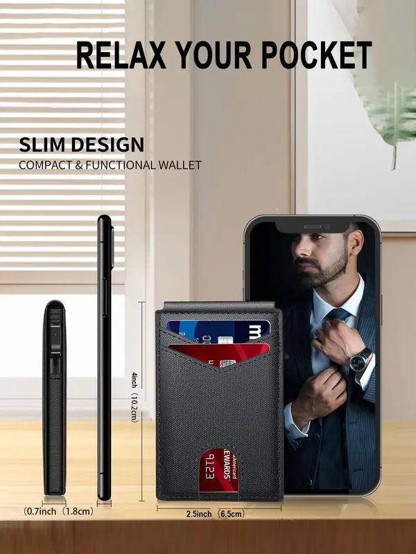 Men's Business Rfid Blocking Wallet, Simple Plain Multi Card Slots Wallet, Minimalist Matching Super Slim Card Holder for Men Back To School, Business Matching Wallet 2