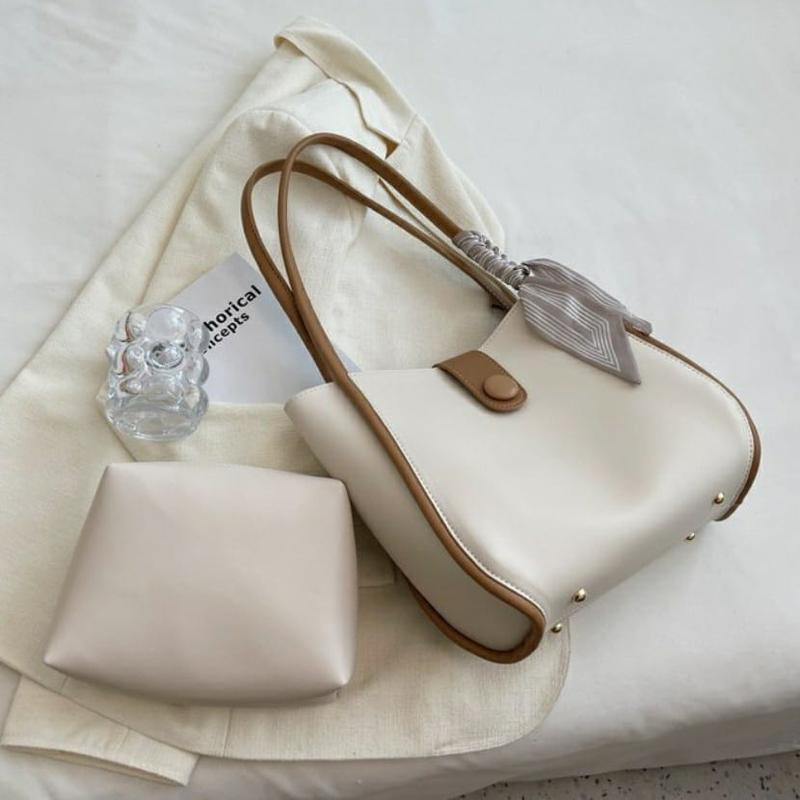 Tas tote bag wanita | Tas kuliah Wanita | Tas Wanita Murah Korea Cewek Totebag Kulit Perempuan cuci kering 【coklat】 tas selempang & bahu 4