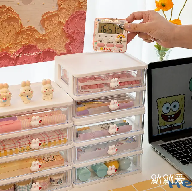 Tủ Nhựa Mini Ngăn Kéo Hình Thỏ Để Bàn 5