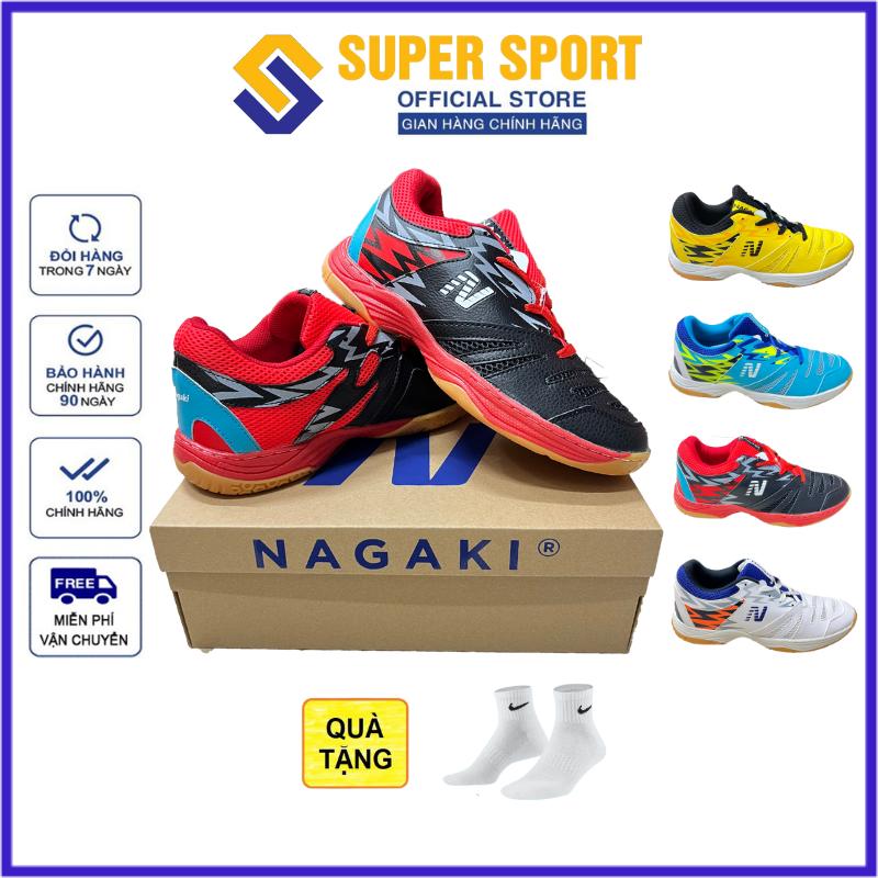 Giày cầu lông, Giày bóng chuyền Nagaki Karyu nam nữ chính hãng màu đỏ đen tặng tất dệt kim - Đế khâu bền chơi sân bê tông