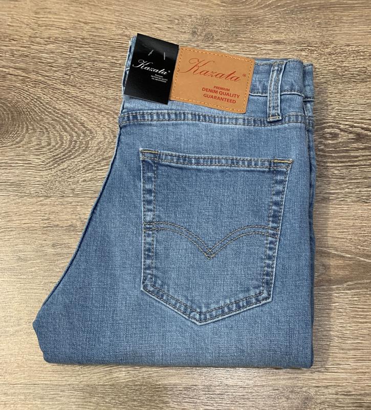 Quần Jean nam ống đứng vải co giãn màu xanh sáng kazata dáng slimfit 0