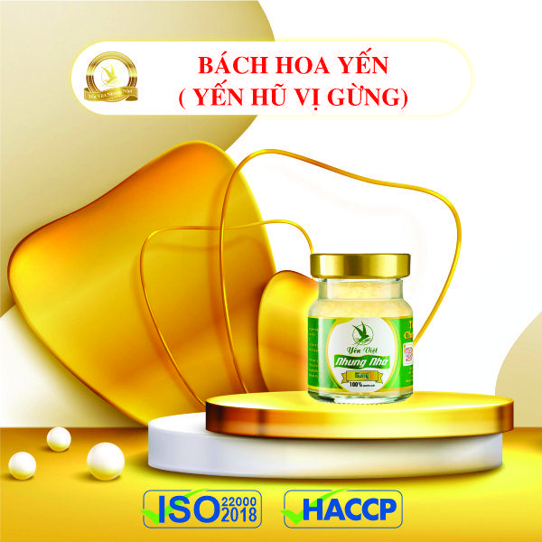 [YVNN] YẾN HŨ VỊ GỪNG (BÁCH HOA YẾN NGUYÊN CHẤT LÊN ĐẾN 65% TƯƠNG ĐƯƠNG 10Gram YẾN) 0