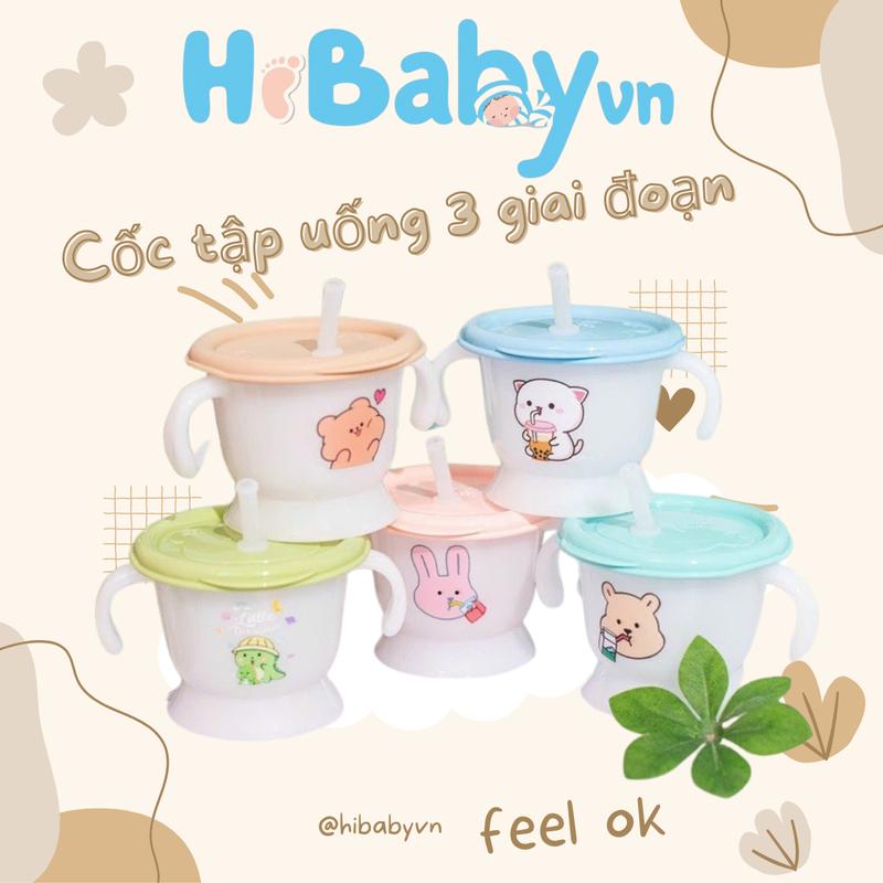 Cốc tập uống 3 giai đoạn dành cho bé từ 6 tháng trở lên cốc tập hút, cốc tập uống