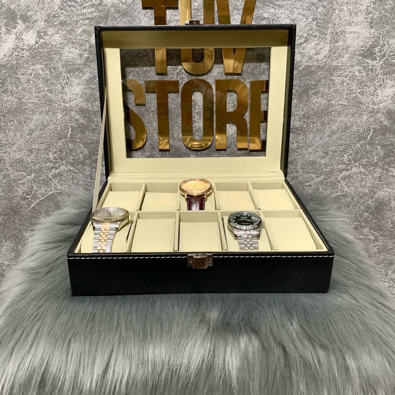 Hộp gỗ để đồng hồ 10 chiếc da pu cao cấp khay đựng đồng hồ nhiều ngăn