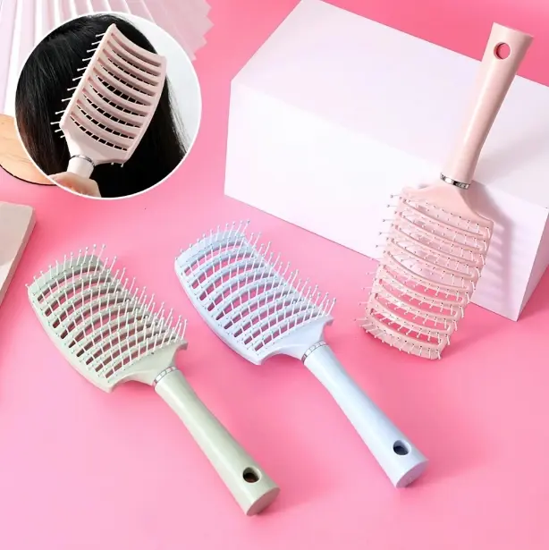 Combo 4 Lược Chải Gỡ Rối Làm Phông Tóc - Lược Bán Nguyệt Màu Trơn Pastel Siêu Xinh 1