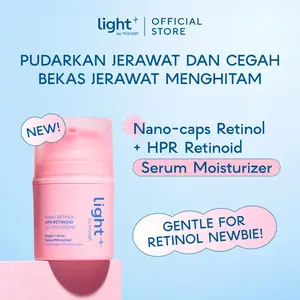 NEW! Lightplus by Wardah Moisturizer HPR Retinoid Bright + Acne Serum Moisturizer 28 g - Gel Moisturizer dengan Glutacysteine - Retinol Moisturizer | Krim Malam Cocok untuk Pemula, Ringan, Menghaluskan Kulit, Melawan Jerawat - Skincare