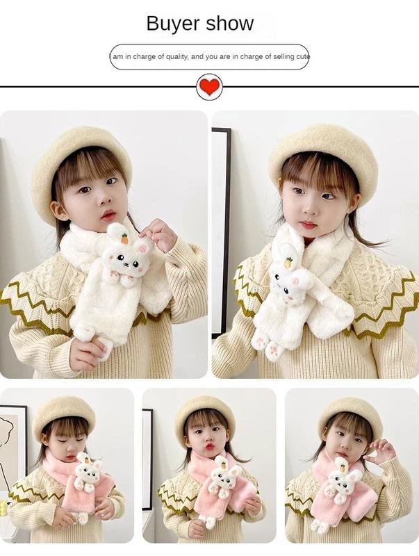 Product Introduction of Korean Women's Lovely Cartoon Rabbit Rabbit Fur Cross Plush Scarf Girl's Winter Neck Protection Thick Warm Fake Neck Bib 1