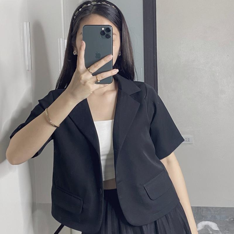 Áo Blazer Lửng Ngắn Tay 1 Lớp, áo vest ngắn tay Top Nữ 4