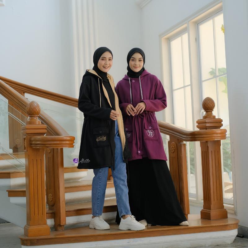 Jaket Outer Hijabers by Alietha | Jaket Muslimah Panjang | Jaket Babyterry Murah Wanita Basic 4