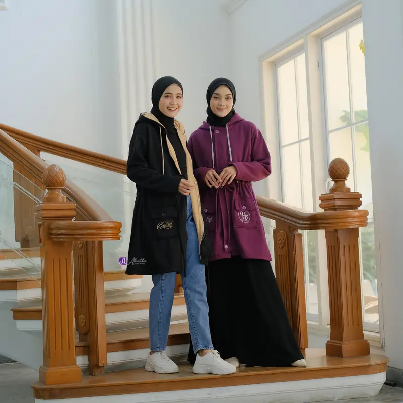 Jaket Outer Hijabers by Alietha | Jaket Muslimah Panjang | Jaket Babyterry Murah Wanita Basic 4
