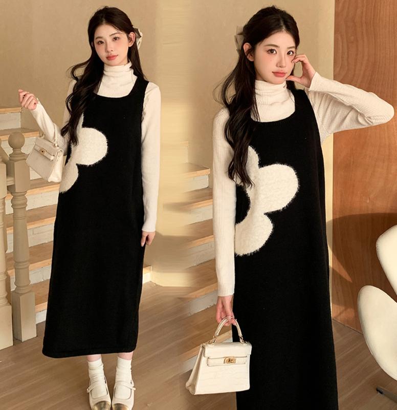 Young Mom | Set yếm bầu Y534 form suôn A gọn gàng, chất vải dày dặn, kiểu dáng sang trọng, ấm áp mùa Đông Thai sản Thai kỳ Thoải mái Thoáng khí Váy Bầu Đầm Bầu Voi