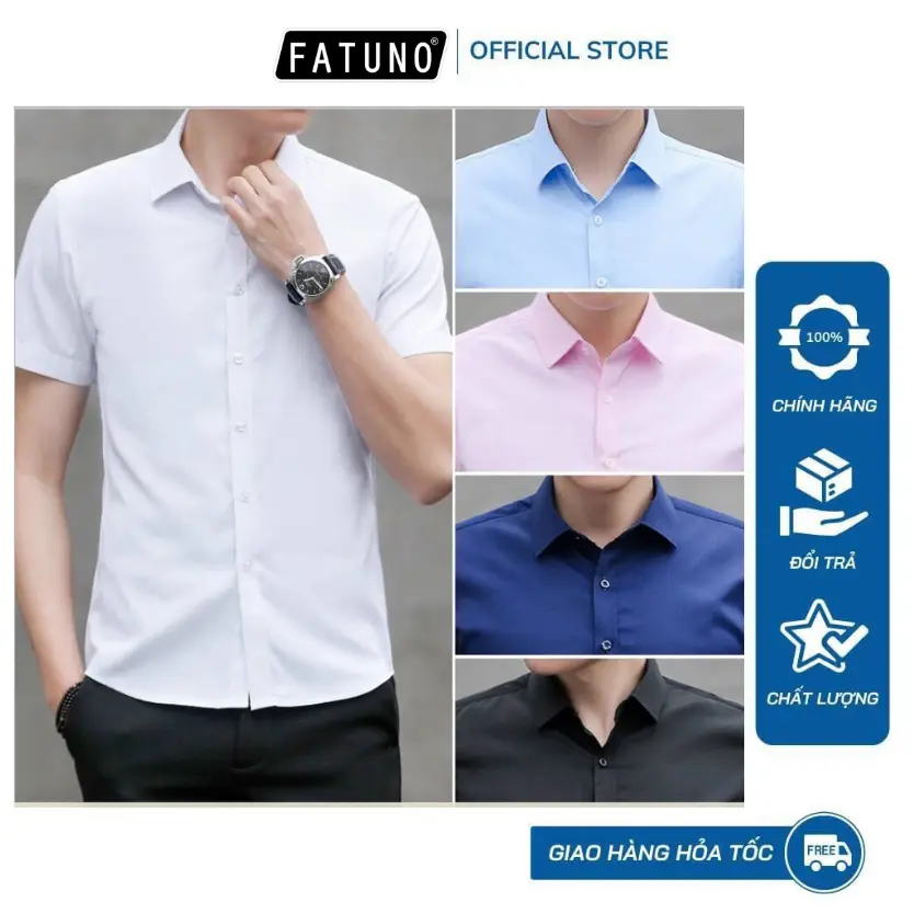 Áo sơ mi nam ngắn tay FATUNO chất vải cotton lụa mềm mịn thoáng khí chống nhăn sominam  dep Menswear Shirt Tre