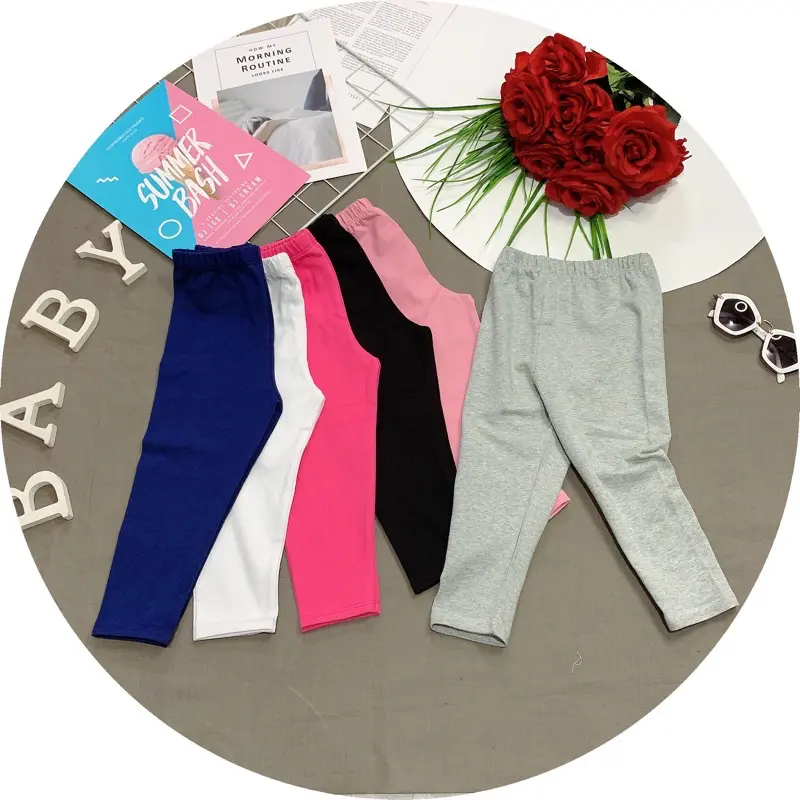 (21-41kg) Quần legging bé gái thun cotton 4 chiều chất dày dặn mềm co giãn tốt 6