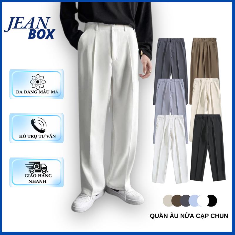Quần âu nam nữ nửa cạp chun ống suông JEAN BOX phong cách Hàn Quốc Pants Menswear
