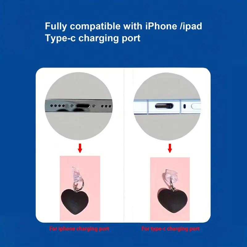 Heart Design Phone Dust Plug, Mobile Phone Dust Plug, Phone Dust Plug for iPhone & Type-C Interface Mobile Phone, Phone Accessories 3