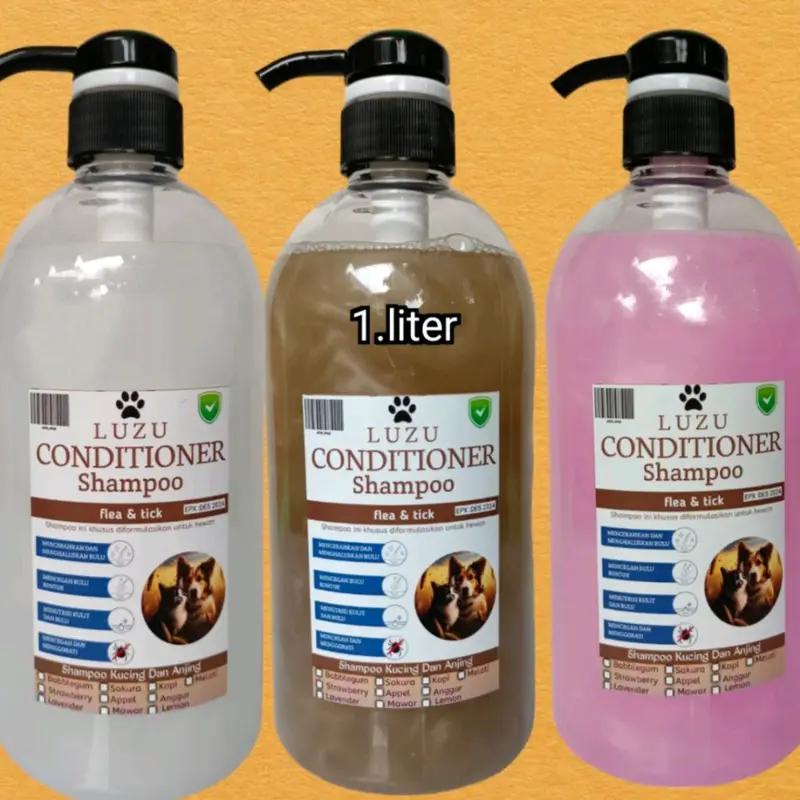 LUZU CONDITIONER PET SHAMPOO KUCING/ANJING MELEMBUTKAN MENUTRISI BULU 1 LITER PUMP shampo anti rontok dan lebat cairan anjing & kucing shampo & kondisioner 1