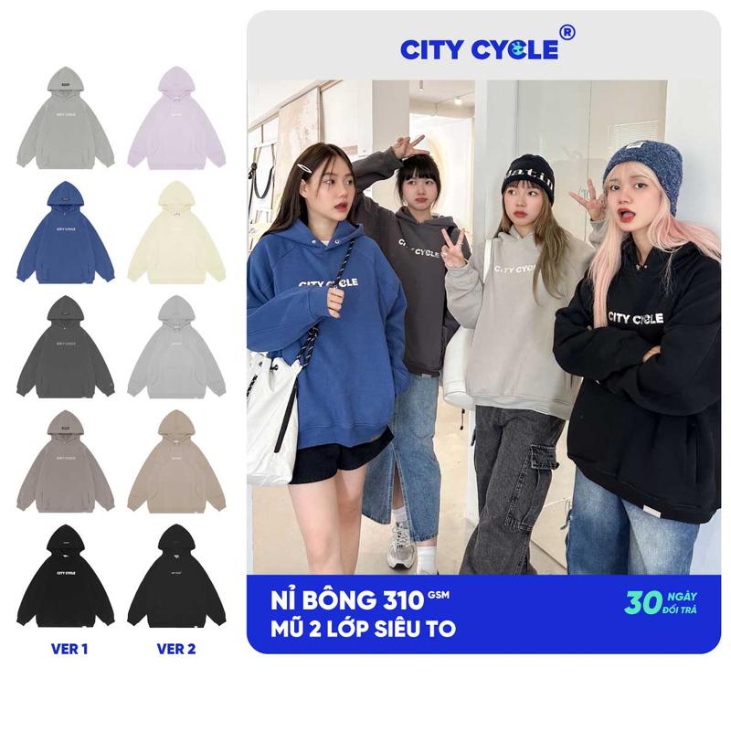 Áo Hoodie Local Brand Space City Cycle Nỉ Bông Nhung Form Rộng Oversize Unisex Nam Nữ Menswear 5 màu Đen Kem Xanh dương Nâu nhạt Ghi