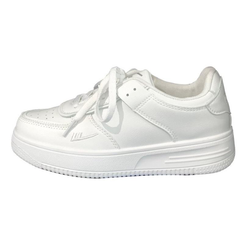 Product Introduction of White shoes new thick sole pure white round head student lace-up casual shoes female Running Shoes Sports Footwear 9