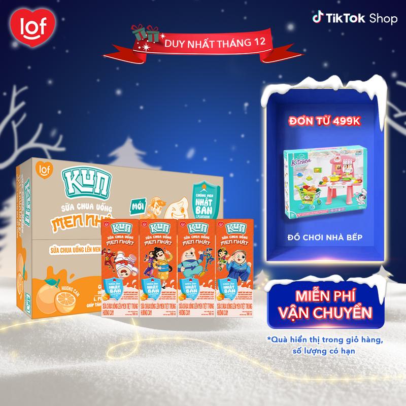  Kun Sữa chua uống chọn đủ hương: Cam Kem Dâu  thùng 48 hộp x 180ml  