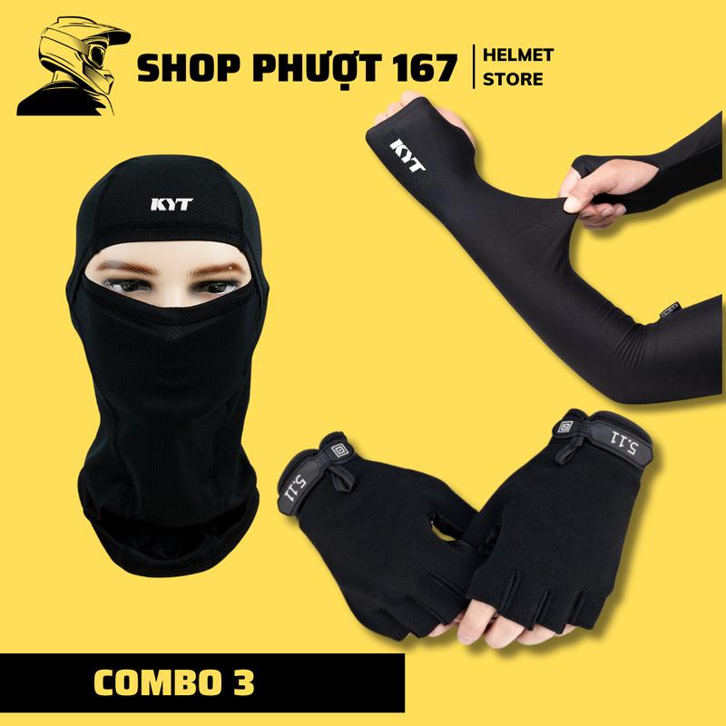 Combo Khăn trùm đầu ninja, găng tay 5.11 và ống tay chống nắng Cotton Che Mặt