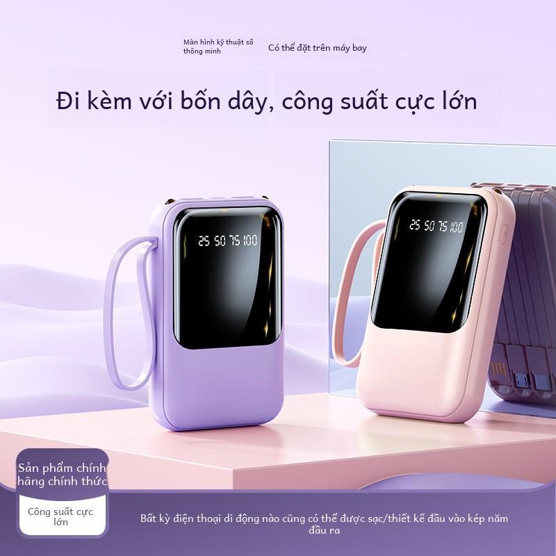 Pin Sạc Dự Phòng, Đi Kèm Với Bốn Dây, 20000 MA, Nhỏ Gọn Và Cầm Tay Nguồn Điện, Màn Hình Kỹ Thuật Số Tráng Gương, Thích Hợp Sử Dụng Hàng Ngày sac pind cuktech 20000mah lốp tình yêu