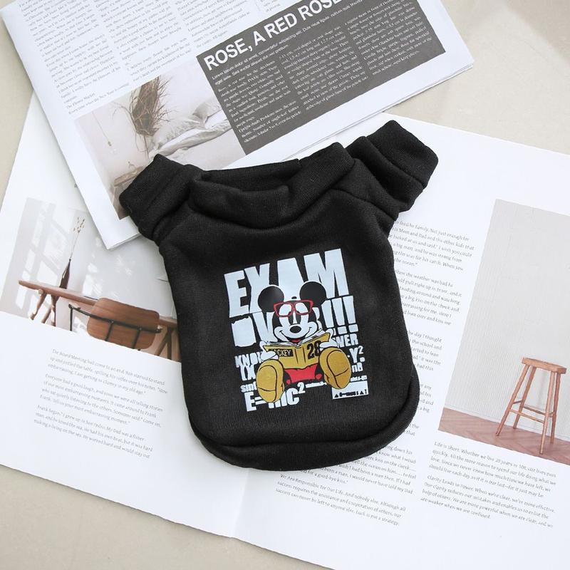 LINPET-In Stock Autumn and Winter Pet Clothes Cartoon Mickey round Neck Sweater Fleece-lined Cat for Common Dogs Clothes Small Dog 5