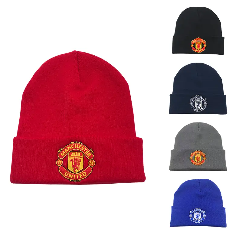 Mũ Len Dệt Kim Thêu Câu Lạc Bộ Manchester United, Phong Cách Châu Âu Và Mỹ Mũ Lưỡi Trai, Lót Lông Cừu, Ấm Áp, Thích Hợp Cho Các Cặp Đôi, Mùa Thu Và Mùa Đông, Mũ Dễ Phối Đồ